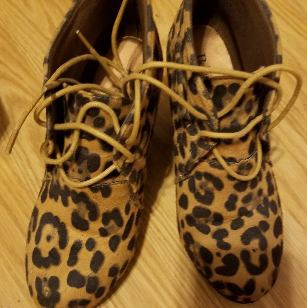 Cheetah Print Wedge Booties
